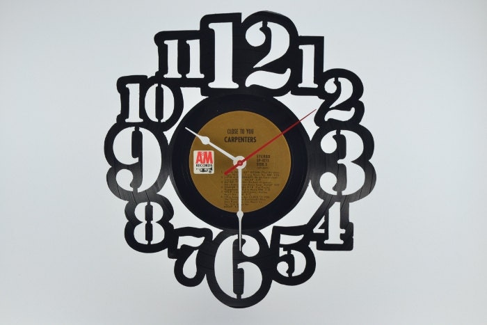 Unique Wall Clock vinyl record album (artist is The Carpenters)