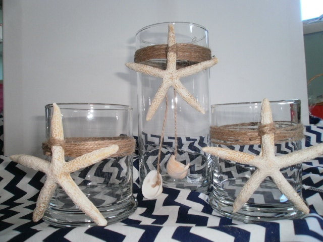 Nautical Wedding  Glass Vases Beach Decor Nautical Wedding Beach House