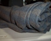 Striped felted Pendleton wool fabric in grey and blue.