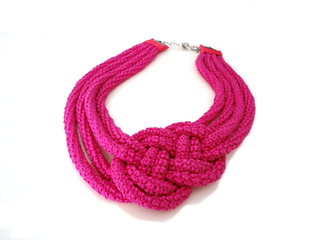 Pink  Rope Infinity Knot Statement Necklace