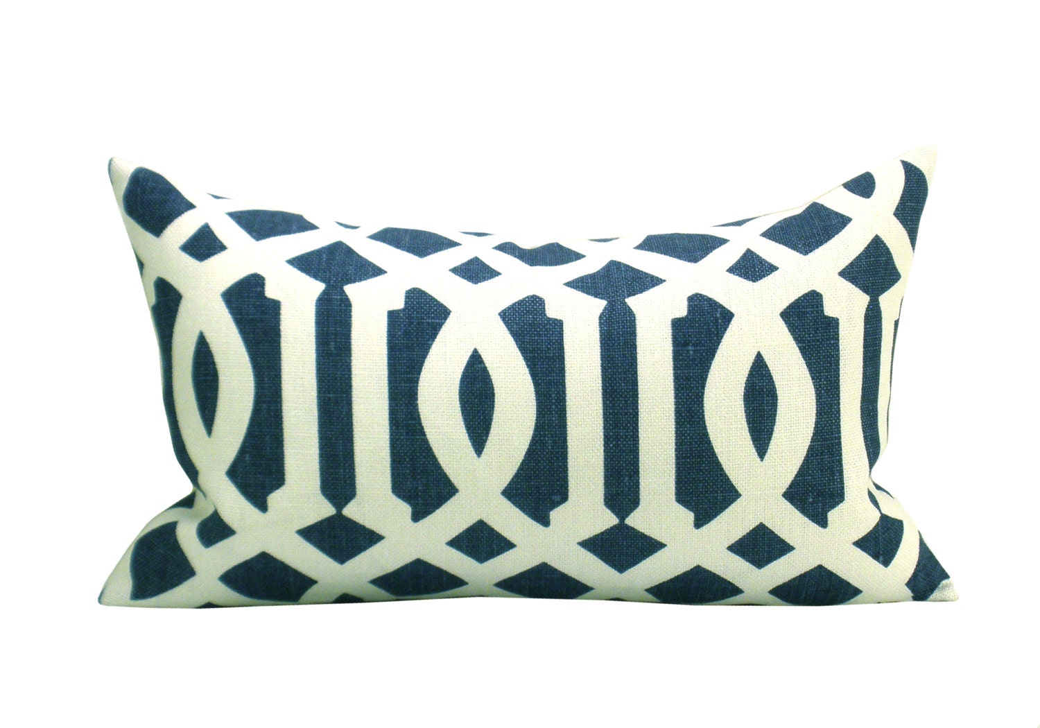 Schumacher Imperial Trellis pillow cover in Navy - 12 x 20