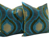 Turquoise Velvet pillow cover - 18 x 18