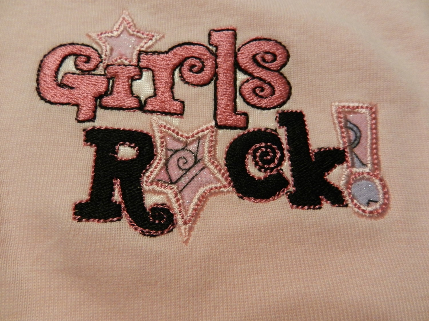 Girl's Rock Embroidered and Applique White Onesie sizes newborn - 24 months