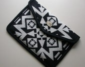 Wool 11" MacBook Air Laptop Case - Black & White Native American design - handmade antler button or velcro