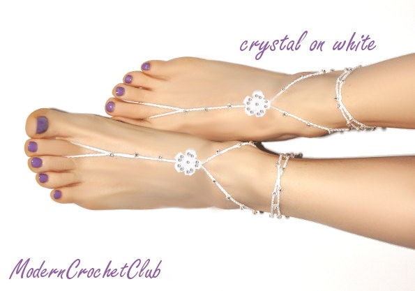 PRECIOUS FLOWER Barefoot Sandals, wedding accessory, yoga, anklet, beach and pool party, nude shoes, other beads COLORS available
