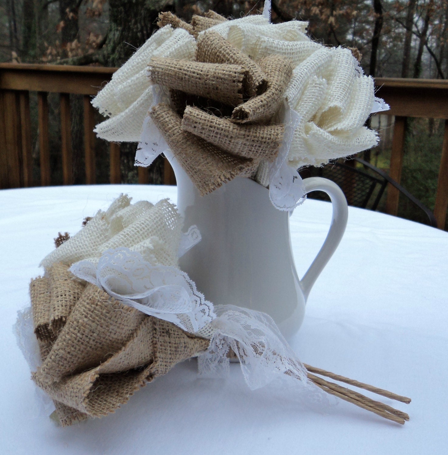 Wedding Centerpiece  Brides Toss Bouquet Rustic Wedding Floral Arrangement