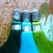 Moroccan art silk tassels - set of three - forest green, turquoise, light green - moroccan art