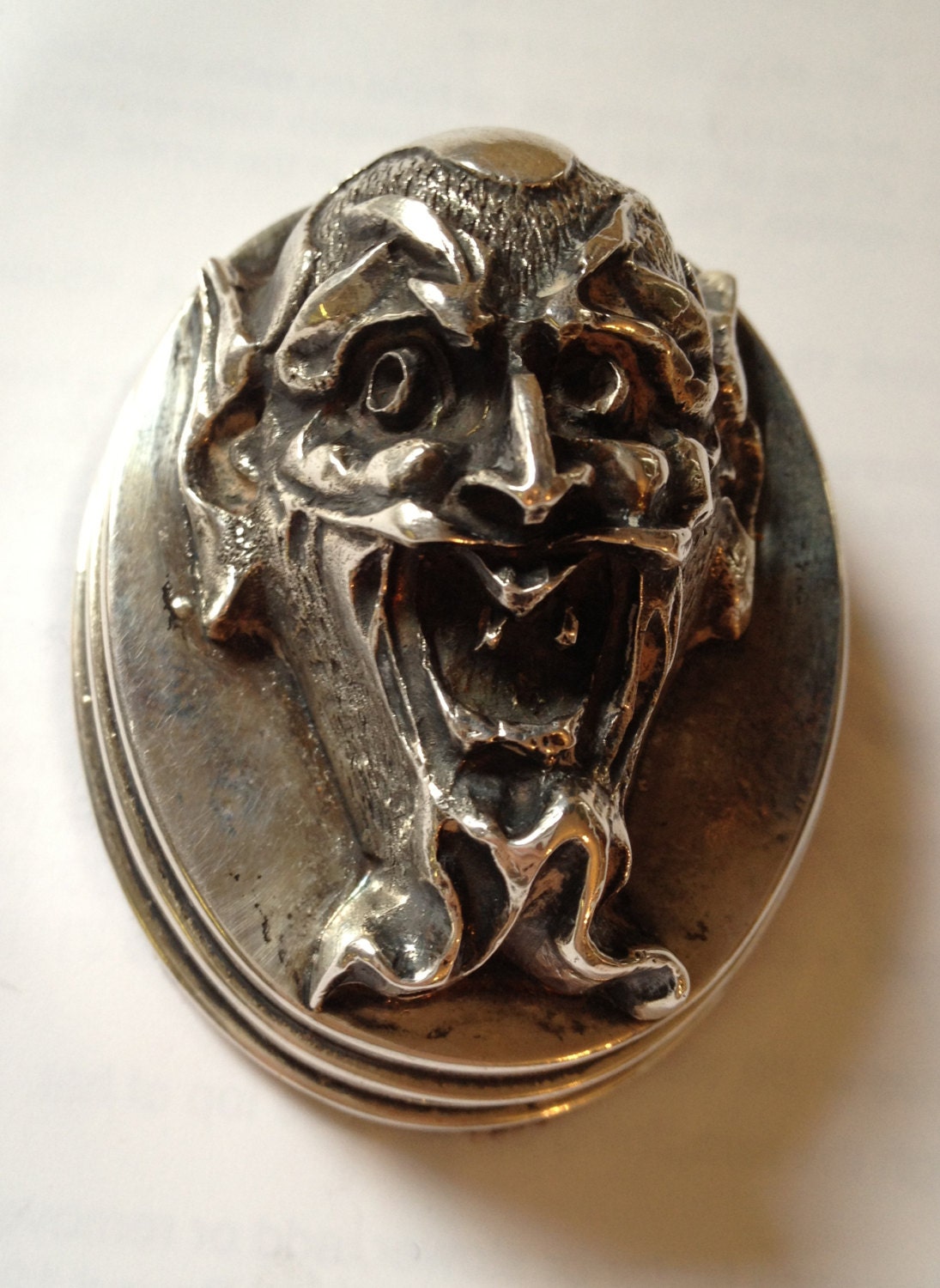 Very Rare and Beautiful Satan Devil Repoussé Paperweight .999 Silver