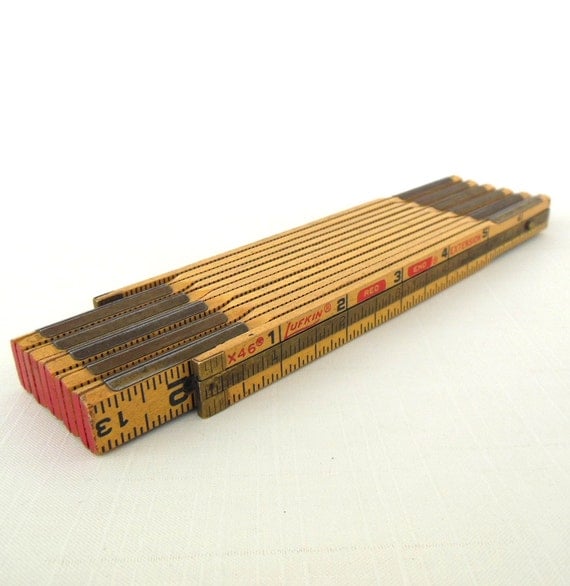 Wood Extension Folding Ruler Lufkin X46 Red End by LaurasLastDitch
