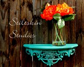 French Country Turquoise Syroco Shelf Canopy Crown