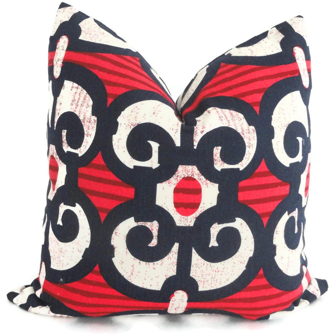 Red & Blue Ionic Chain Link Decorative Pillow Cover 18x18, 20x20, 22x22 or lumbar, Accent pillow, Throw pillow, Toss pillow