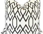 White and Chocolate Brown Trellis Decorative Pillow Covers 18x18, 20x20, 22x22 or Lumbar Pillow - Accent Pillow