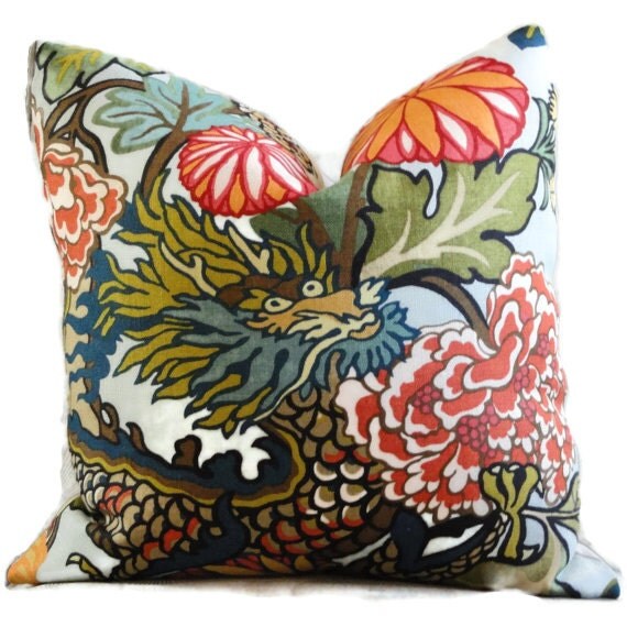 Double Sided Schumacher Chiang Mai Dragon Decorative Pillow Cover, Choose your Color, Accent Pillow, Designer Pillow, Throw Pillow