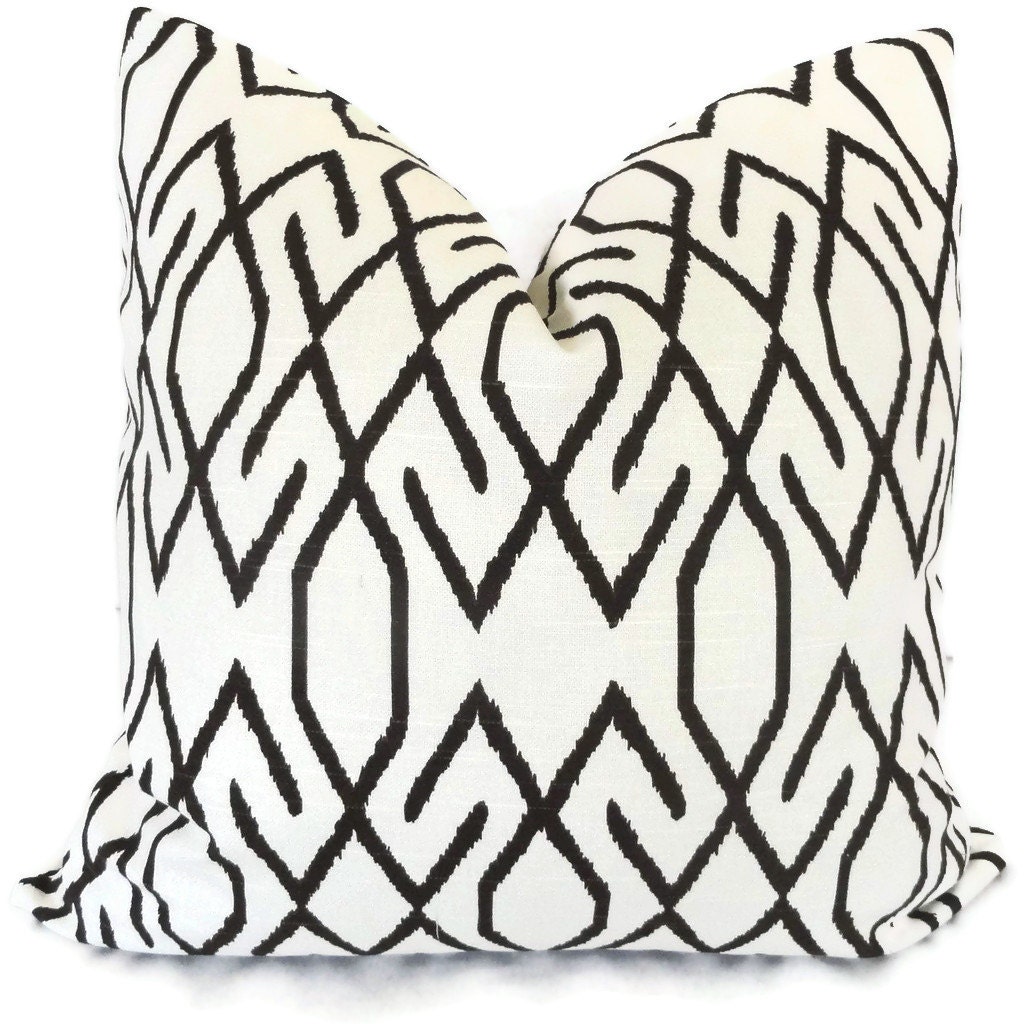 White and Chocolate Brown Trellis Decorative Pillow Covers 18x18, 20x20, 22x22 or Lumbar Pillow - Accent Pillow