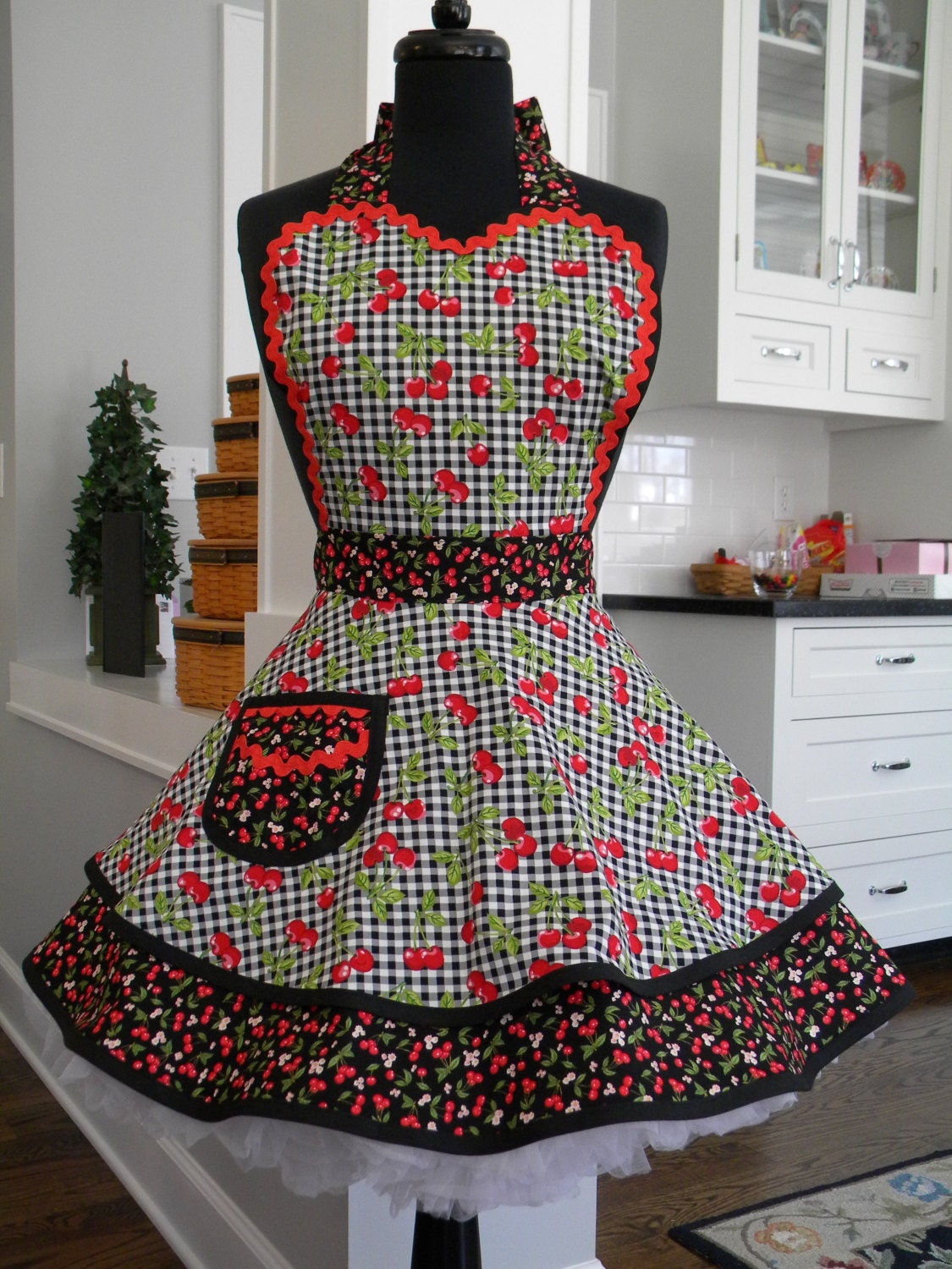 Cherries Delight Flounce Apron