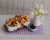 Miniature Basket Of Blueberry Muffins