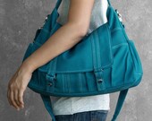 Fathers day sale ASTER  // Teal // 014 // Handmade // Luckycann // Everyday Canvas Bag // Sale