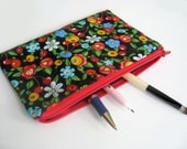 Zippered pouch - Cherries - Pencil case - Cosmetic case - Ready to ship