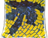 Mosaic Fused Glass Votive Candle Holder Yellow Black Blue 056
