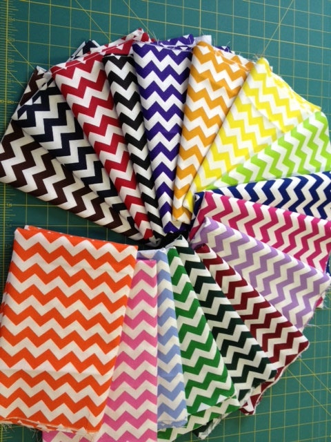 MDG Textiles - Small Chevron Fat Quarter  bundle - 16 prints - 4 yards total