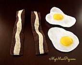 Felt Breakfast Play Set with Eggs and Bendable Bacon - READY TO SHIP