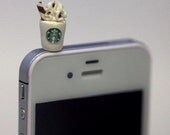 Kawaii STARBUCKS FRAPPUCCINO Iphone Earphone Plug/Dust Plug - Cellphone Headphone Handmade Decorations