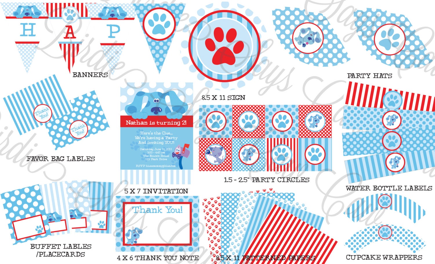 Blues Clues Birthday Party Pack -- Printable Custom diy ()()NEW  DESIGN SALE()()