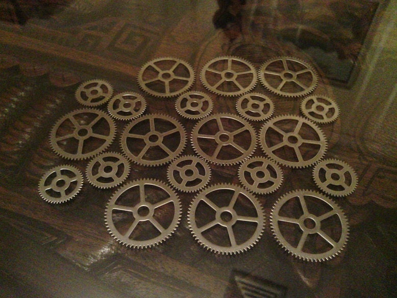 Steel Gear Mixed Set of 20 -- Steampunk and Scrapbooking Supplies