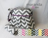 Stella Chevron Diaper Bag Set Medium with Changing Pad CUSTOM Chevron and Lining- 6 pockets Adjustable Strap - Custom Made to Order