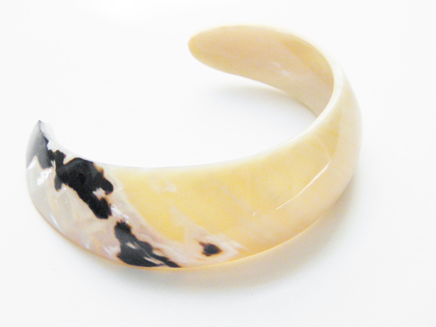 Vintage Polished Horn Cuff Bracelet 60s