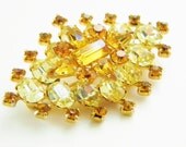Vintage Juliana Style Citrine Orange Rhinestone Brooch 60s