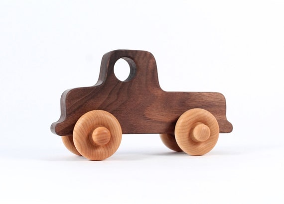 OLD-SCHOOL TRUCK - a natural and eco-friendly wooden toy made with sustainable hardwood - ideal for baby, toddler, or preschooler