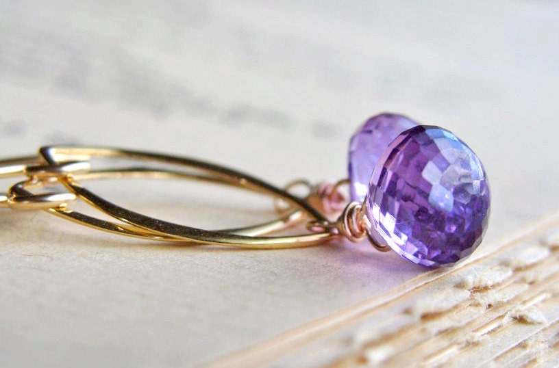 Purple Amethyst Earrings Dangle Earrings Minimalist Jewelry Purple Gemstone Earrings 14k Gold Filled February Birthstone KARINA earrings
