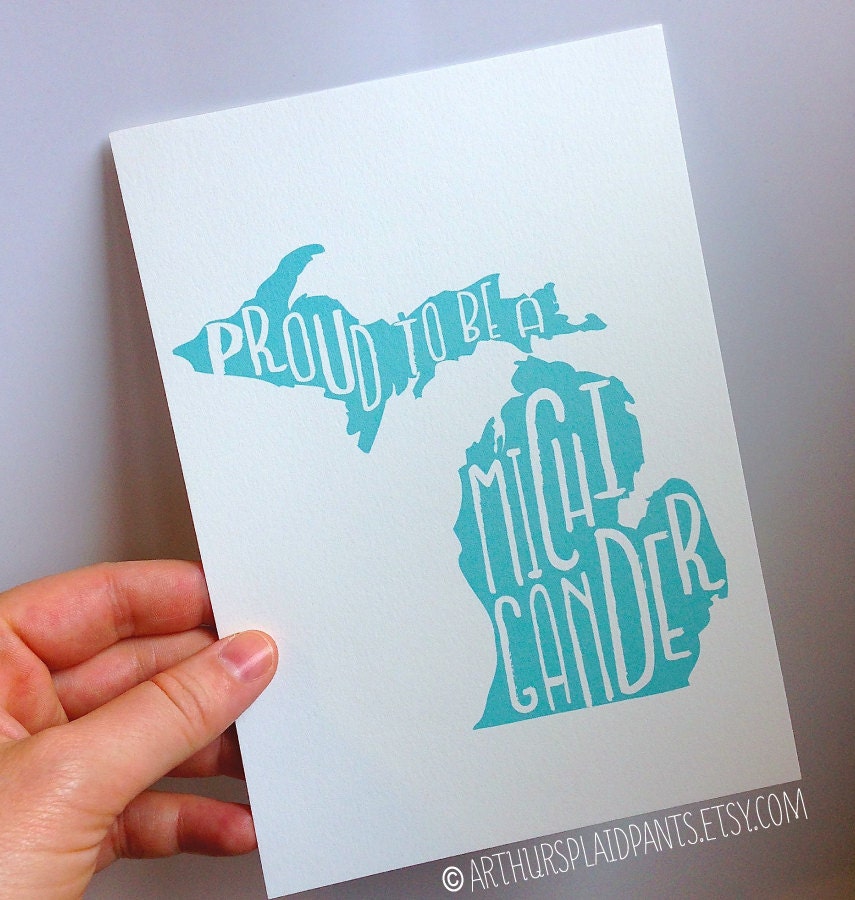 Michigan print, proud to be a michigander print, 5x7