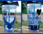 Air Force Girlfriend or Wife tumbler - 16oz personalized acrylic