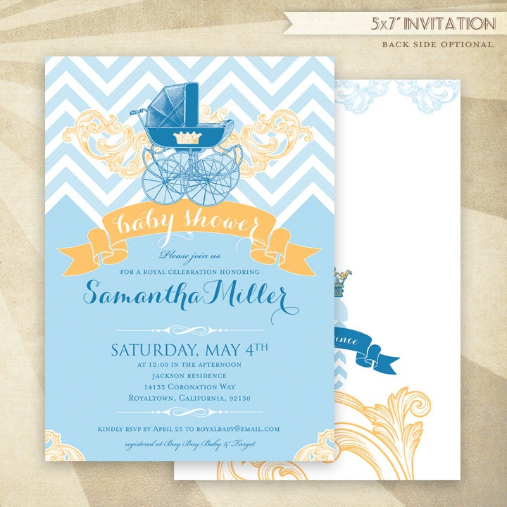 CUSTOM Royal Baby Shower Invitation - Printable Party Invitation - Little Prince - Blue - HWTM
