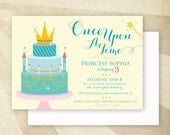 Princess Girls Birthday - CUSTOM PRINTABLE Invitation (Teal)