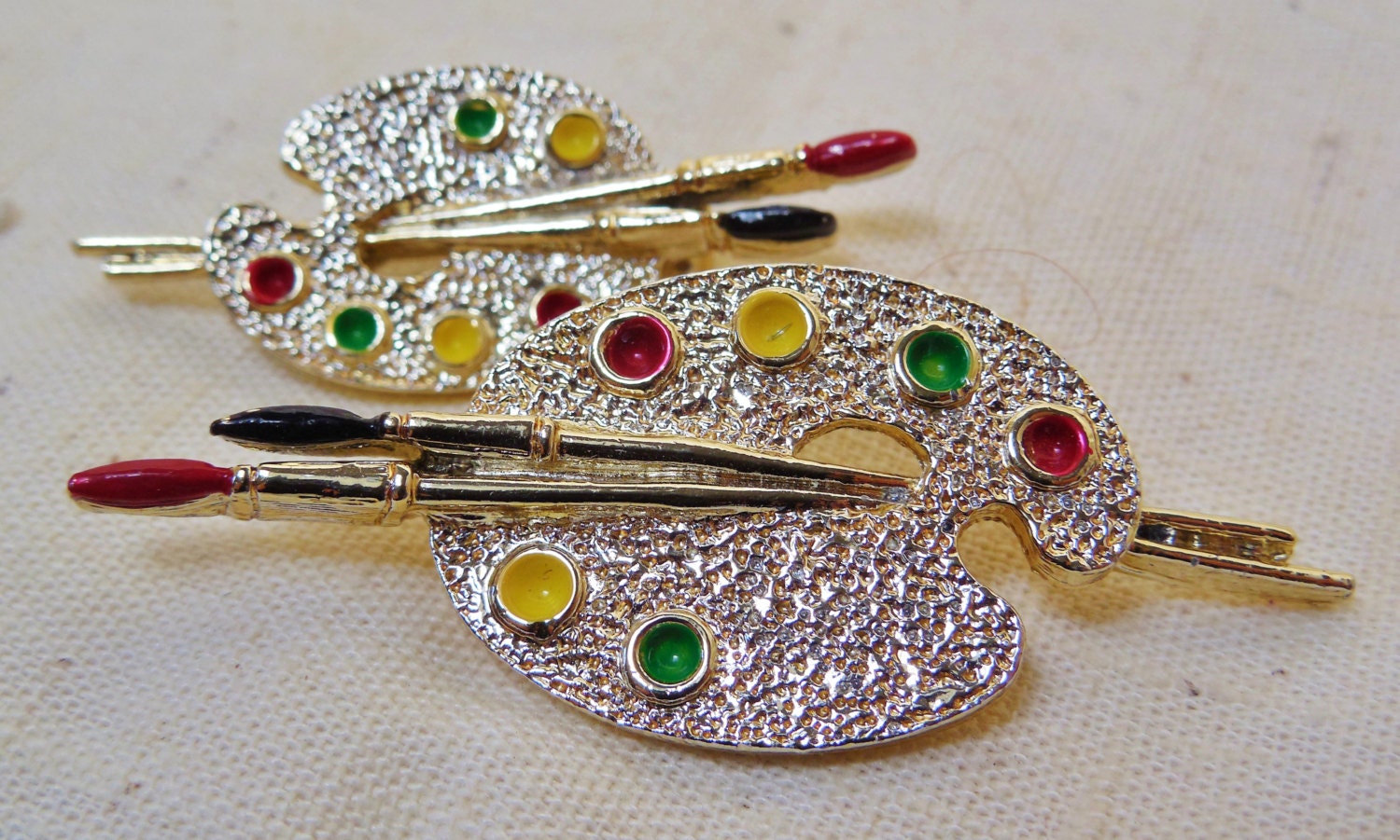 Vintage Pair Gerry's Artist's Pallet Pins Goldtone Pallet Pin