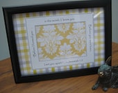 Ultrasound Frame - 5x7 Black - Gender Neutral - Yellow and Grey - Damask and Checks