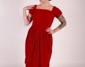 1950s Vintage Dress...Red Velvet Bubble Skirt 50s Party Cocktail Dress Size Medium
