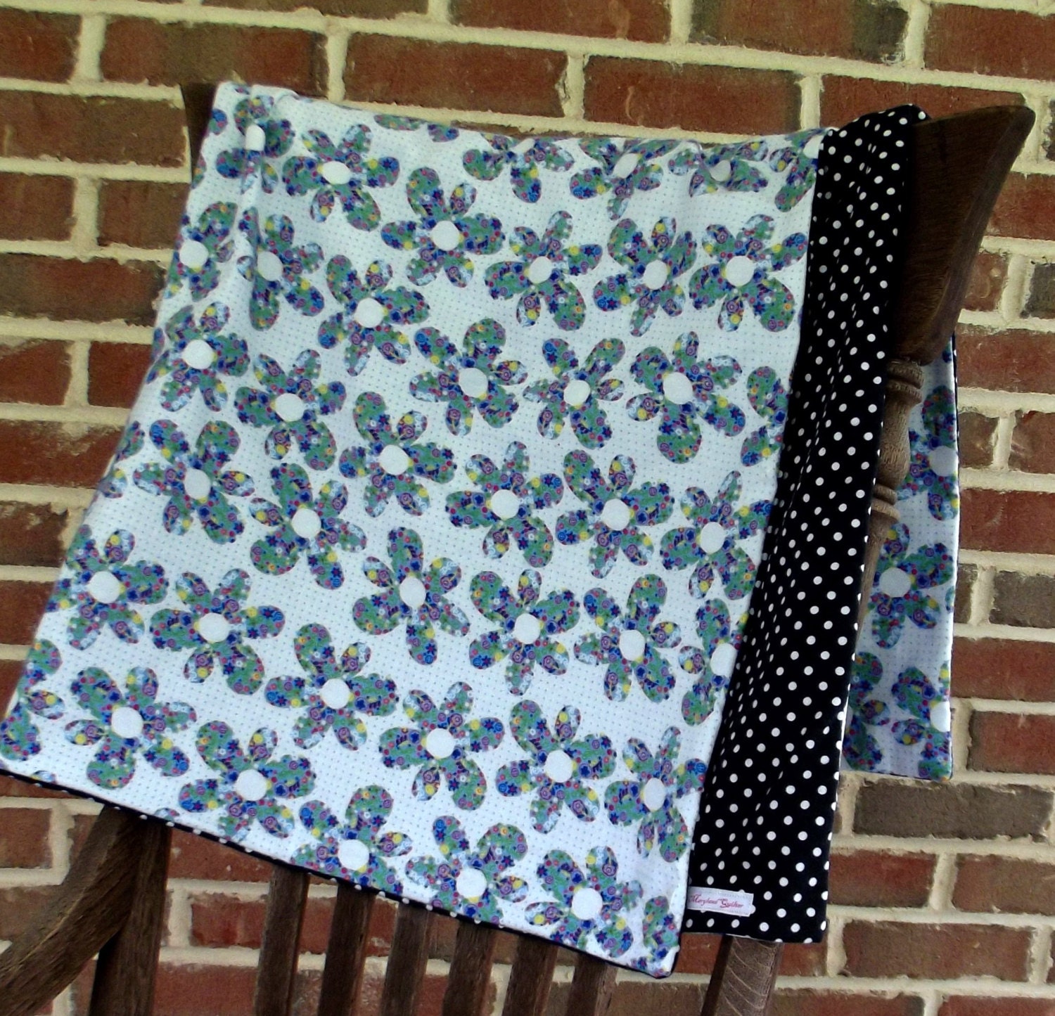 Large Baby Blanket Peace Flowers