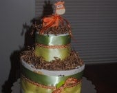 Two Tier Diaper Cake Girrafe Safari theme - Gender Neutral Yellow, Brown , Orange and Green
