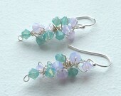 Opal Pastel Earrings Purple Blue Sterling Silver