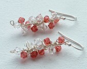 Red Sparkly Earrings Crystal Sterling Silver