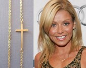 Sideways Cross Necklace, Gold CrossChoker,  Celebrity Inspired Necklace