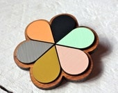 Winter Sun Flower Brooch - Mint, Taupe, Grey, Black, Dusty Pink and Apricot