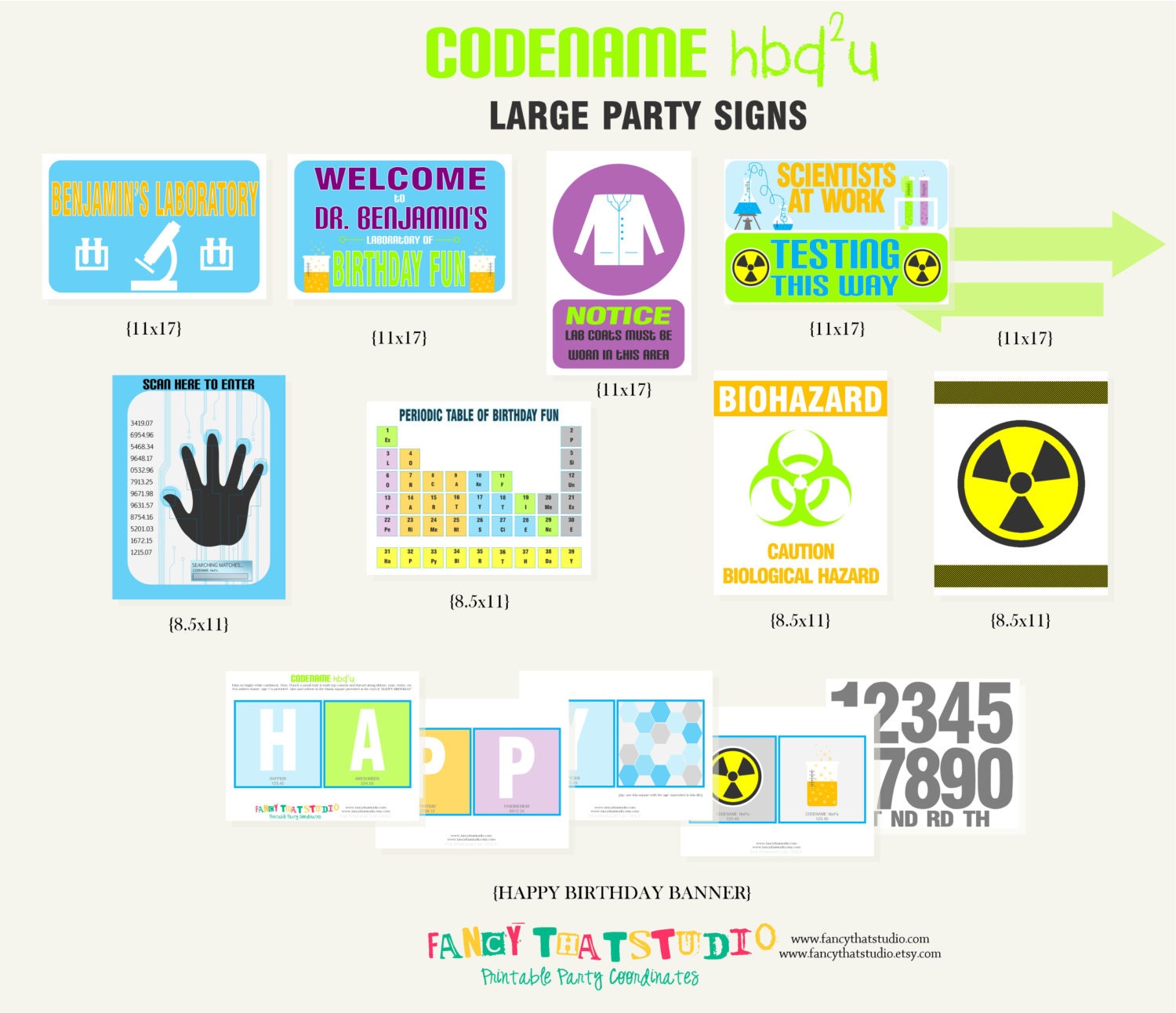 Mad Scientist Science Birthday Codename hbd2u Large Party Signs