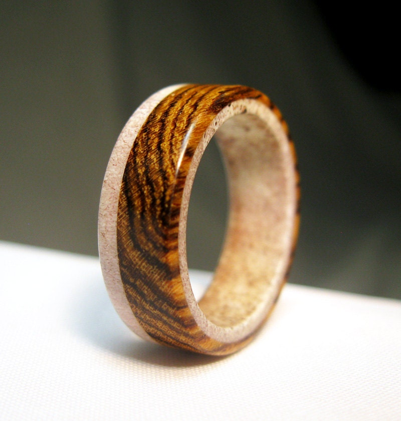 Antler Ring with Wooden Accent