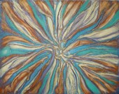 Abstract Contemporary Original Painting, large highly textured, titled Desert Eddy, jewel tones, 28 x 22 gallery wrapped