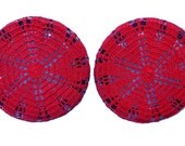 Heart pattern lace coasters for Valentine's Day.